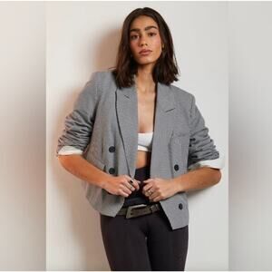 Free People Betty Blazer Cropped Women Size Small Hounds Tooth NWOT